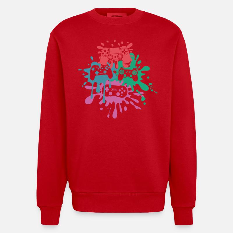 Pixel-Controller – Retro Gaming Design - Heavyweight Oversized Organic Crew Neck Made in EU - Rot