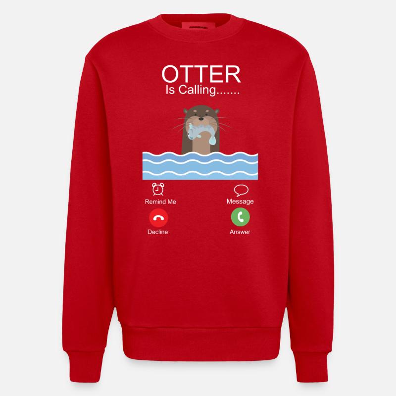Otter Phone Display Otter Is - Heavyweight Oversized Organic Crew Neck Made in EU - Rot