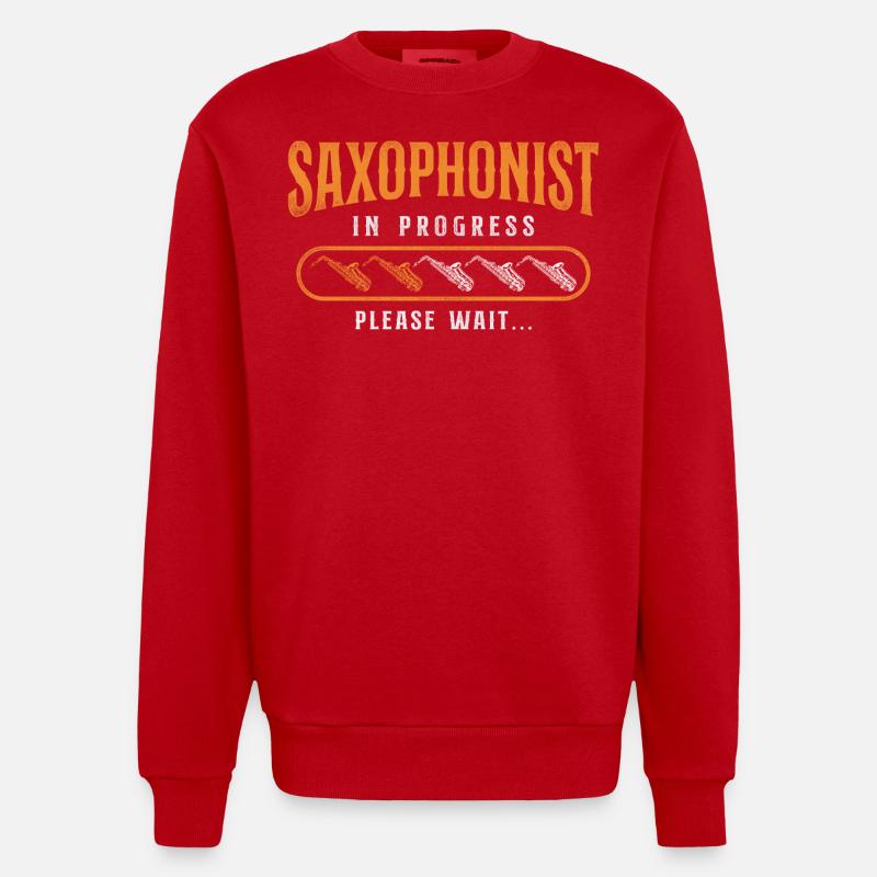 Saxophone Saxophonist In Progress - Heavyweight Oversized Organic Crew Neck Made in EU - Rot