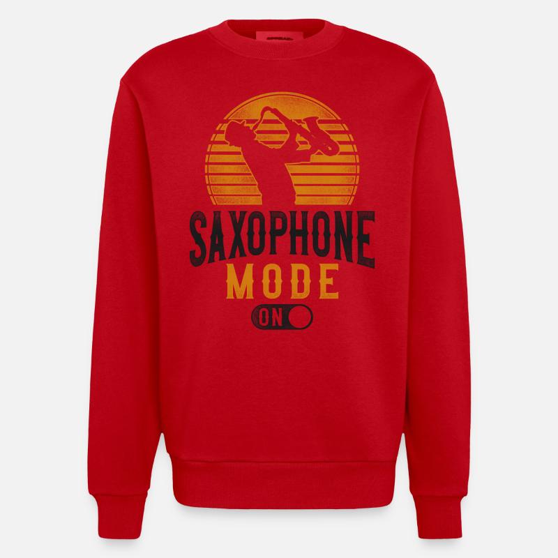 Saxophone Saxophone Mode On - Heavyweight Oversized Organic Crew Neck Made in EU - Rot