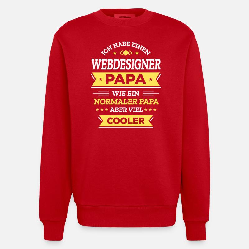 WEBDESIGNER PAPA: COOL, DIGITAL, INNOVATIV - Heavyweight Oversized Organic Crew Neck Made in EU - Rot