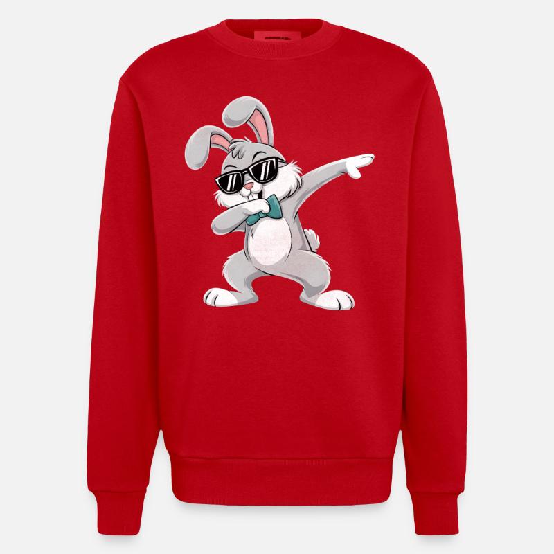 Doublage Lapin Joyeuses Pâques - Sweat bio épais oversize fabriqué en UE - rouge