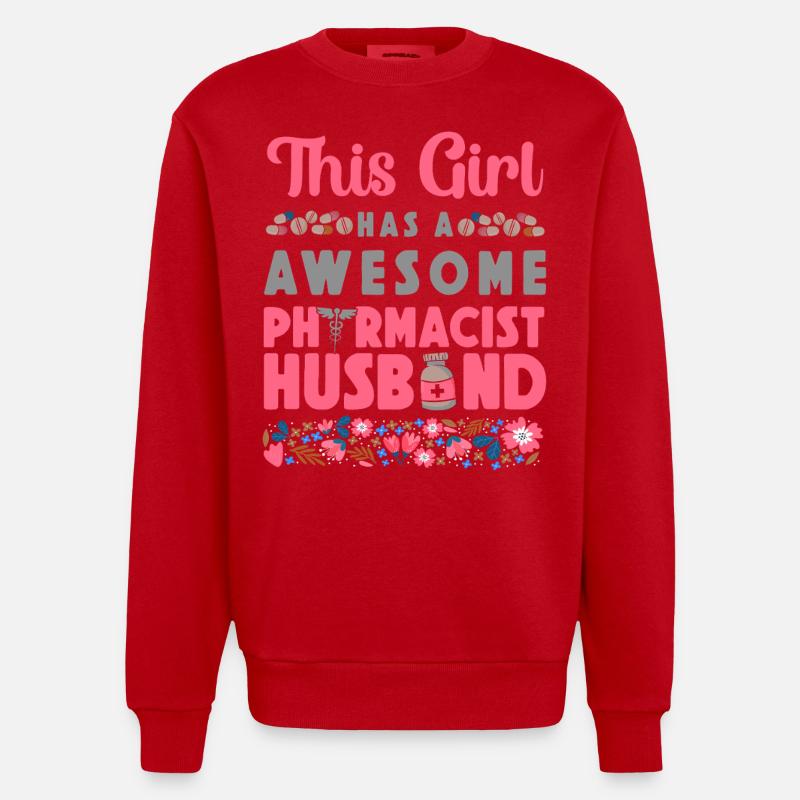Pharmacy Tech Technician - Heavyweight Oversized Organic Crew Neck Made in EU - red