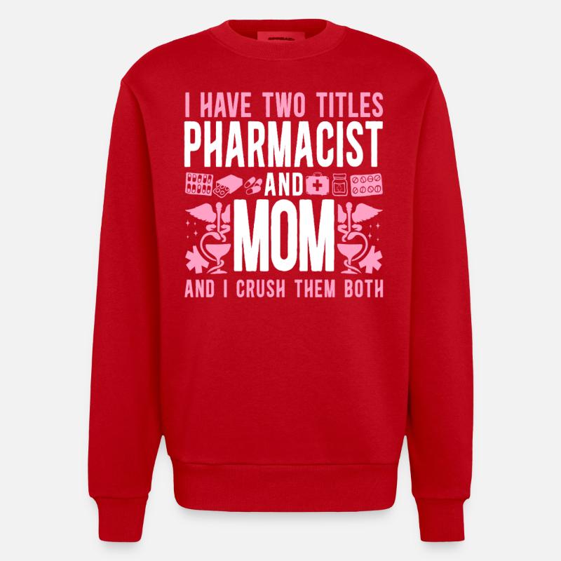 Pharmacy Tech Technician - Heavyweight Oversized Organic Crew Neck Made in EU - red