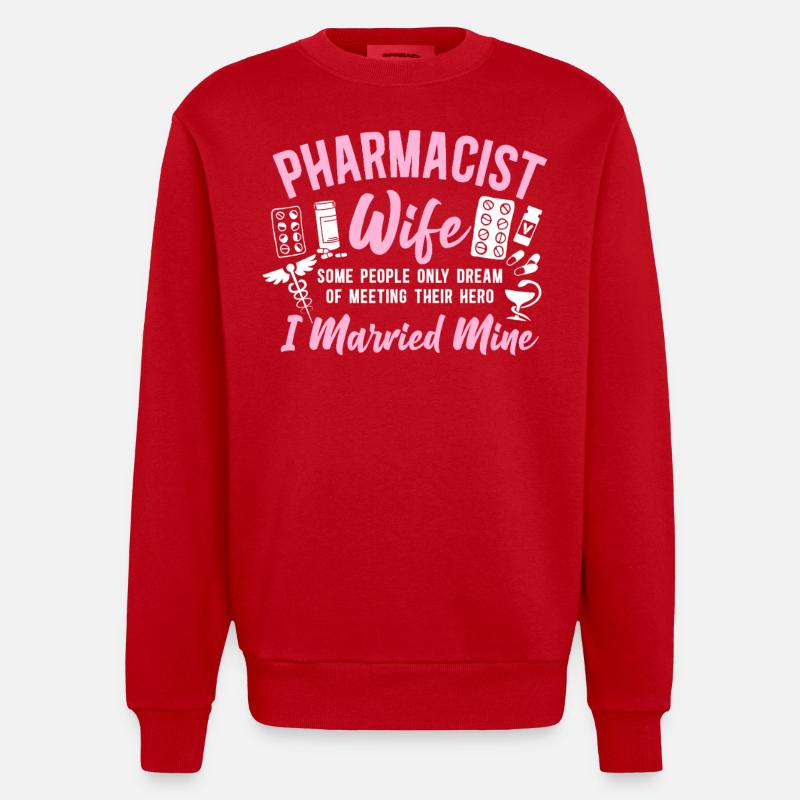 Pharmacy Tech Technician - Heavyweight Oversized Organic Crew Neck Made in EU - red