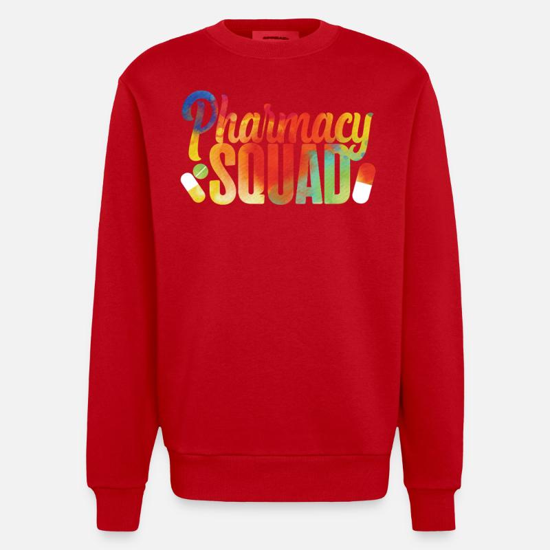 Pharmacy Tech Technician - Heavyweight Oversized Organic Crew Neck Made in EU - red
