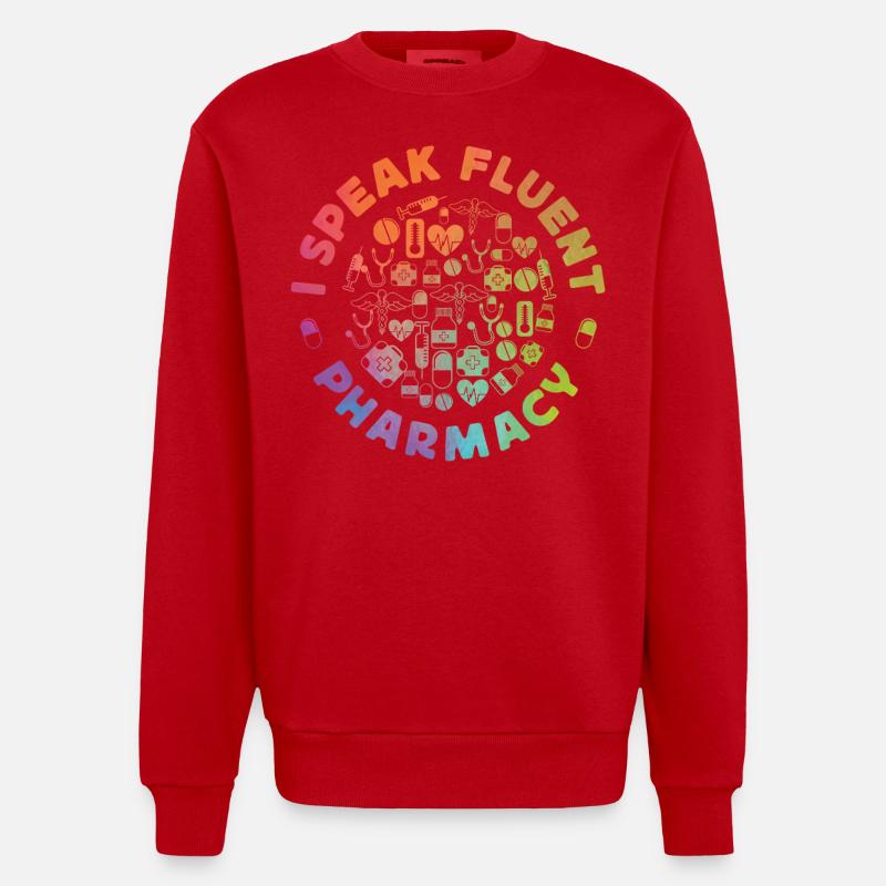 Pharmacy Tech Technician - Heavyweight Oversized Organic Crew Neck Made in EU - red