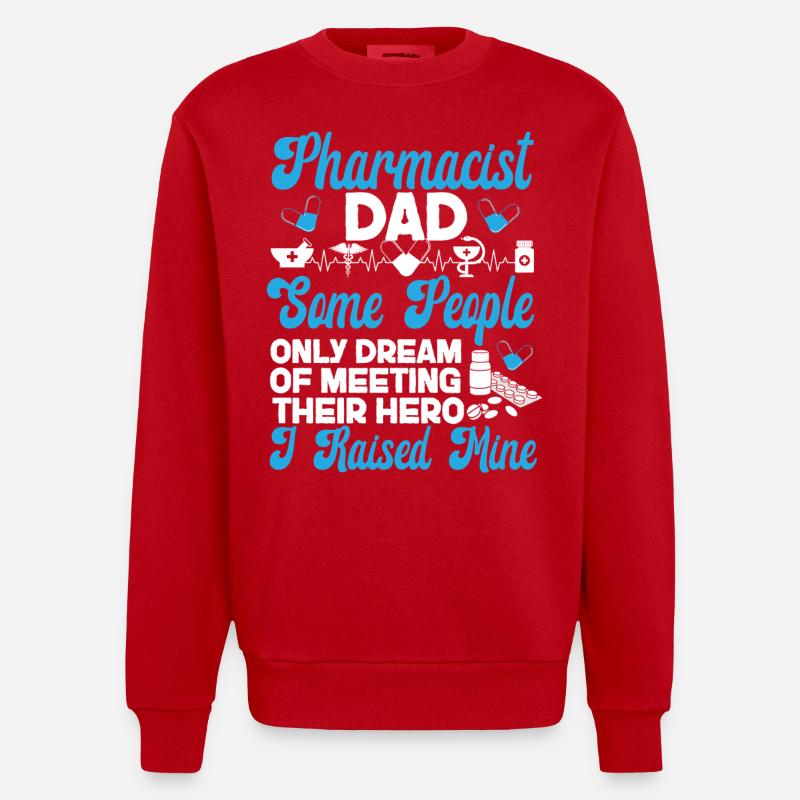 Pharmacy Tech Technician - Heavyweight Oversized Organic Crew Neck Made in EU - red