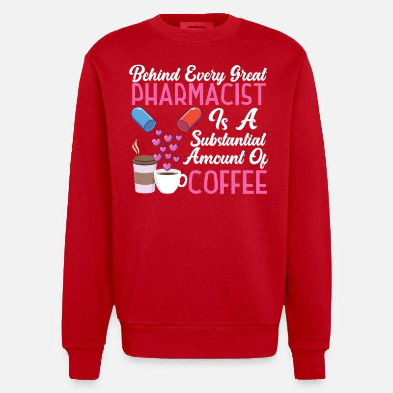 Pharmacy Tech Technician - Heavyweight Oversized Organic Crew Neck Made in EU - red