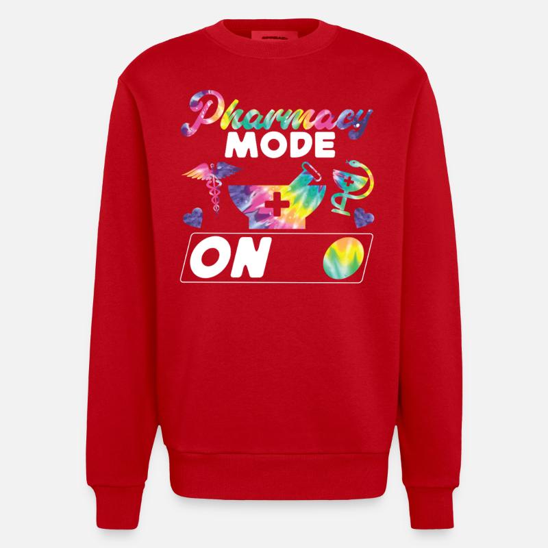 Pharmacy Tech Technician - Heavyweight Oversized Organic Crew Neck Made in EU - red