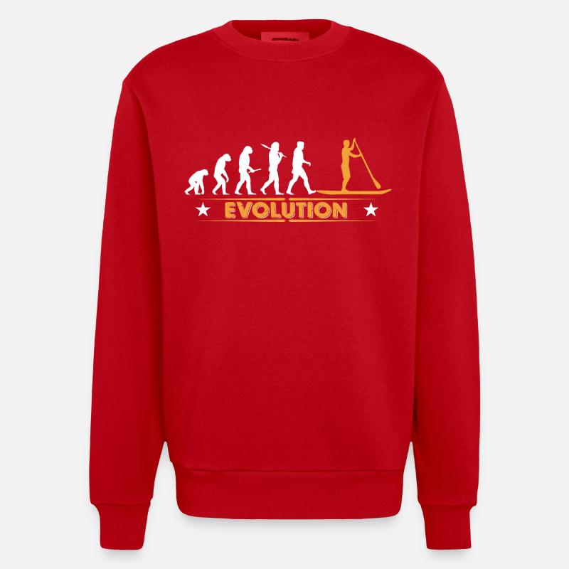 SUP - Stand up paddle - Evolution - Heavyweight Oversized Organic Crew Neck Made in EU - red