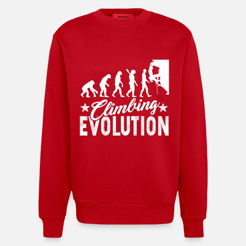 Climbing Evolution - Heavyweight Oversized Organic Crew Neck Made in EU - red