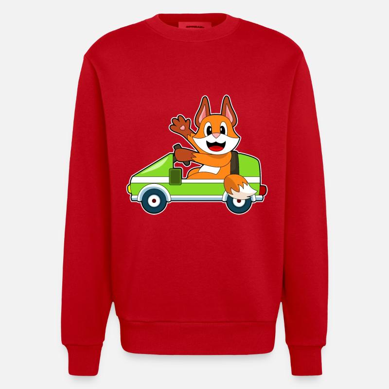 Fuchs Auto - Heavyweight Oversized Organic Crew Neck Made in EU - Rot