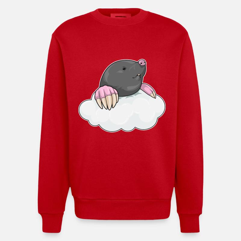 Mole clouds - Heavyweight Oversized Organic Crew Neck Made in EU - red