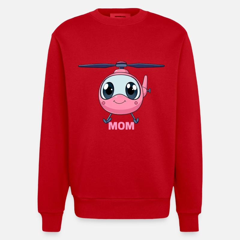 Hélicoptère Mères Hélicoptère Écrou Hélicoptère - Sweat bio épais oversize fabriqué en UE - rouge