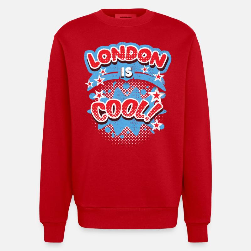 Londres Angleterre, Royaume-Uni Dire Londres-cool - Sweat bio épais oversize fabriqué en UE - rouge
