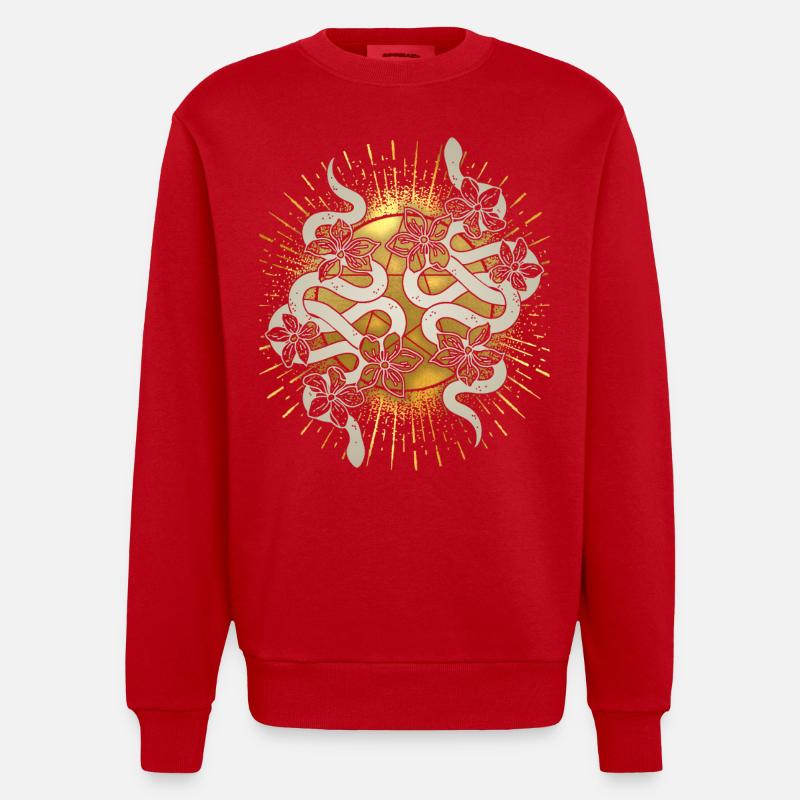 Serpent, Serpents Célestes, Serpents Tarot - Sweat bio épais oversize fabriqué en UE - rouge