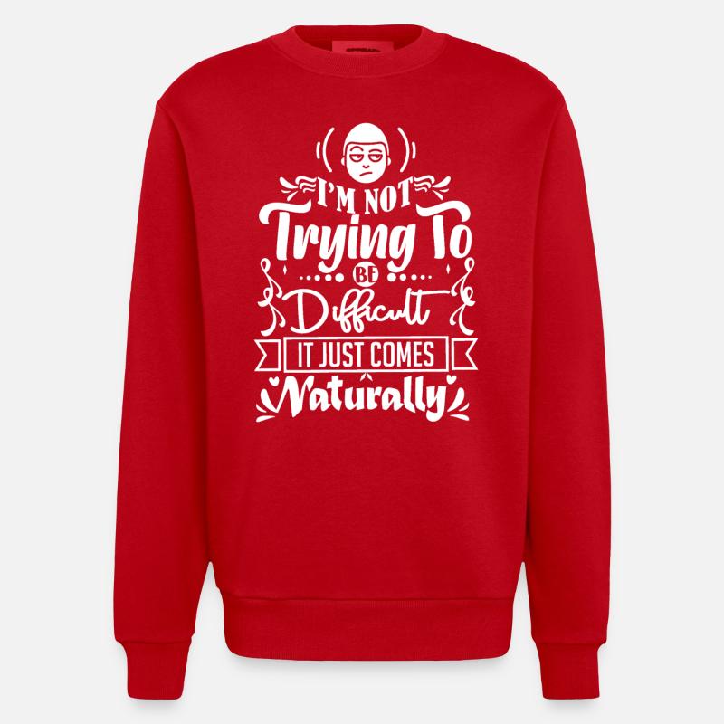 Sarcasme, drôle de dicton, introverti - Sweat bio épais oversize fabriqué en UE - rouge