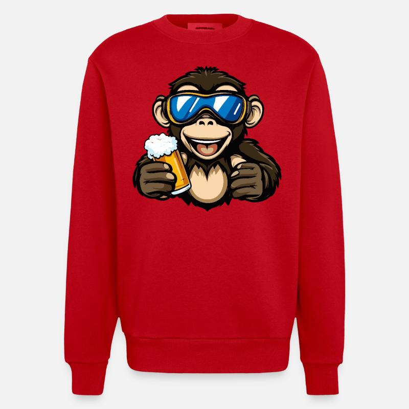 Bière après-ski Monkey - Sweat bio épais oversize fabriqué en UE - rouge