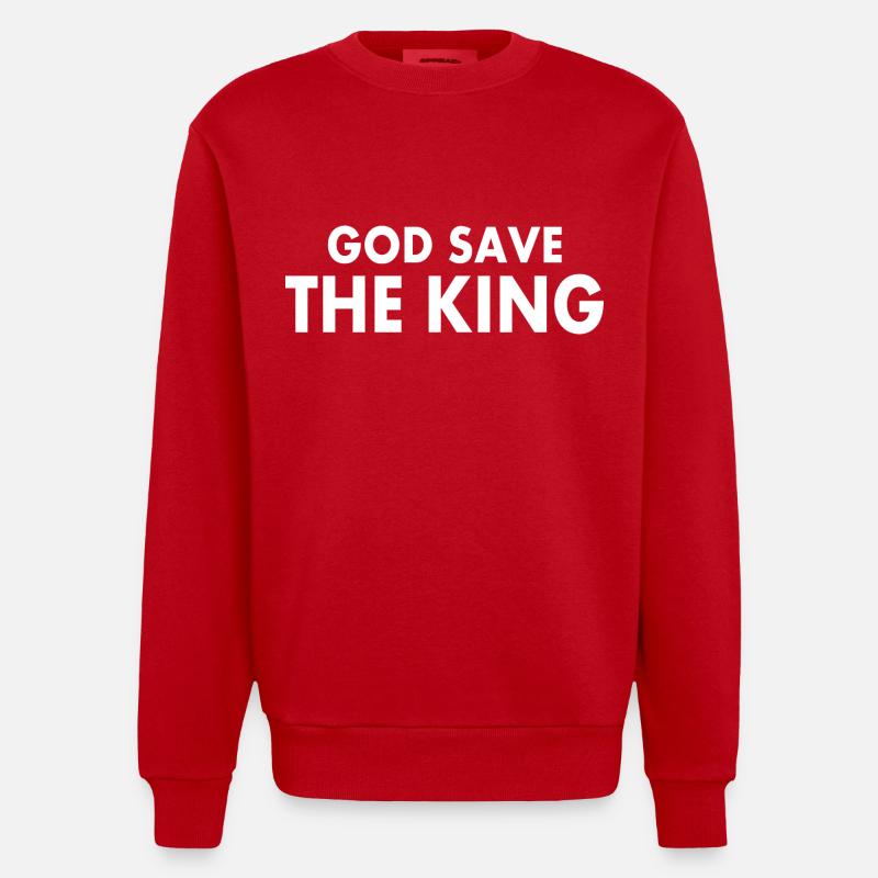 god save the king - Sweat bio épais oversize fabriqué en UE - rouge