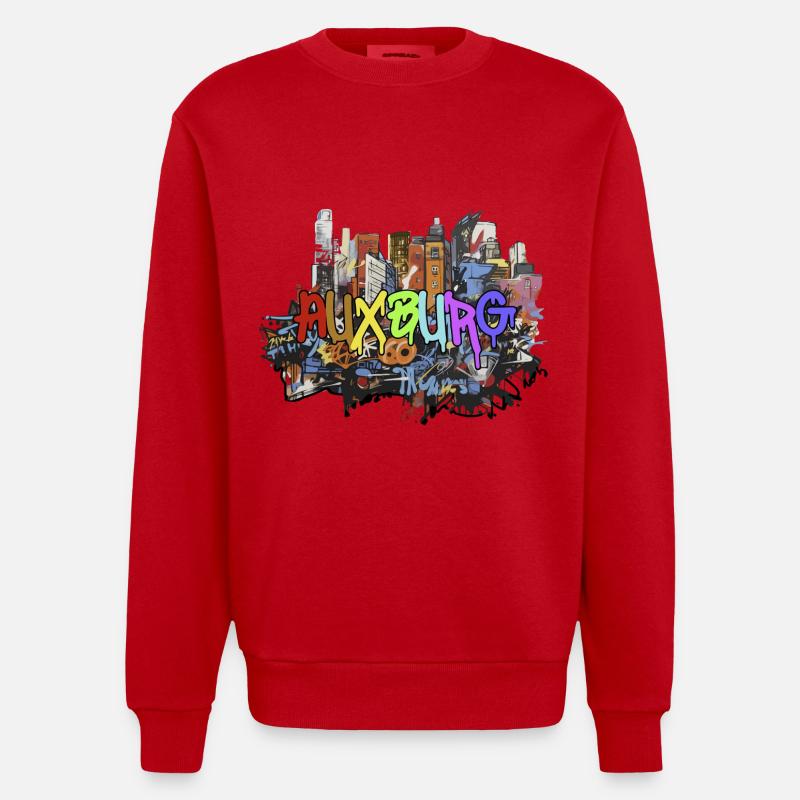 Augsburg in Graffiti Design Geschenk - Heavyweight Oversized Organic Crew Neck Made in EU - Rot