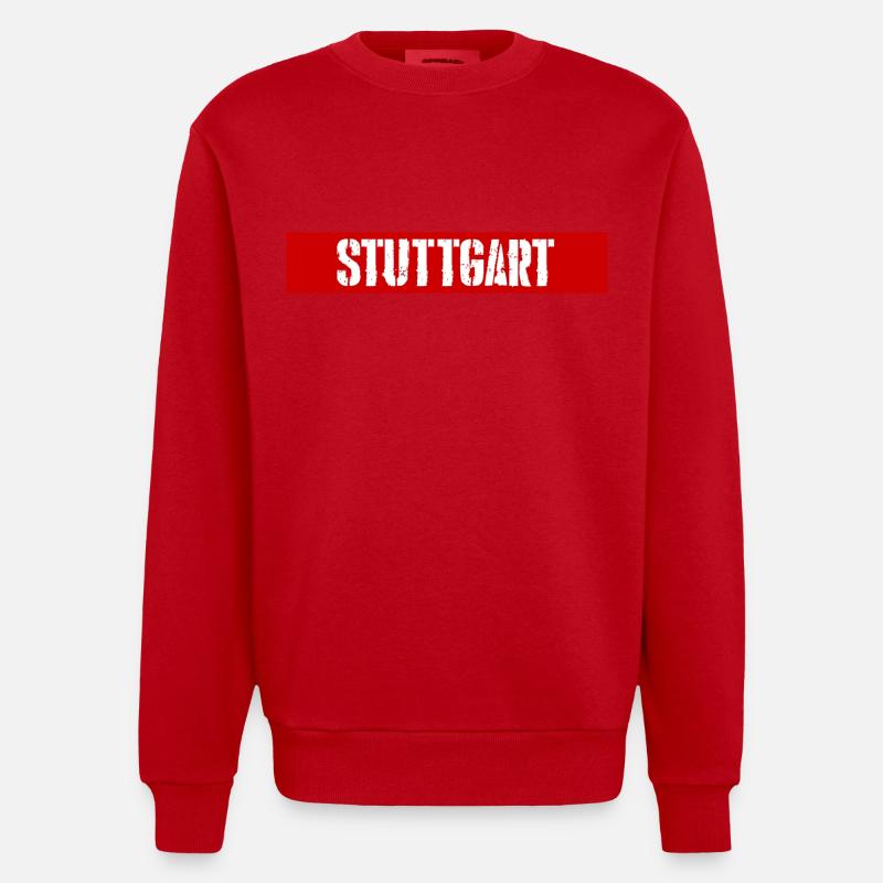 Stuttgart redstripe - Sweat bio épais oversize fabriqué en UE - rouge
