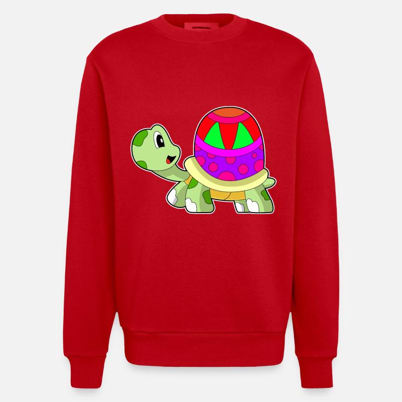 Turtle Easter Egg - Heavyweight Oversized Organic Crew Neck Made in EU - red