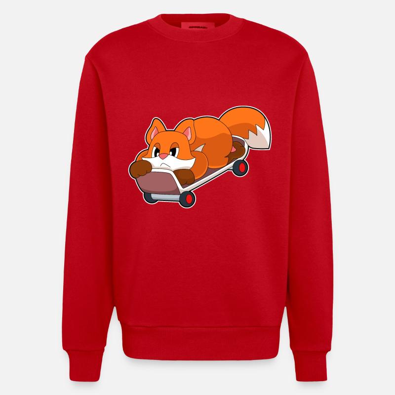 Fuchs Skater Skateboard - Sweat bio épais oversize fabriqué en UE - rouge