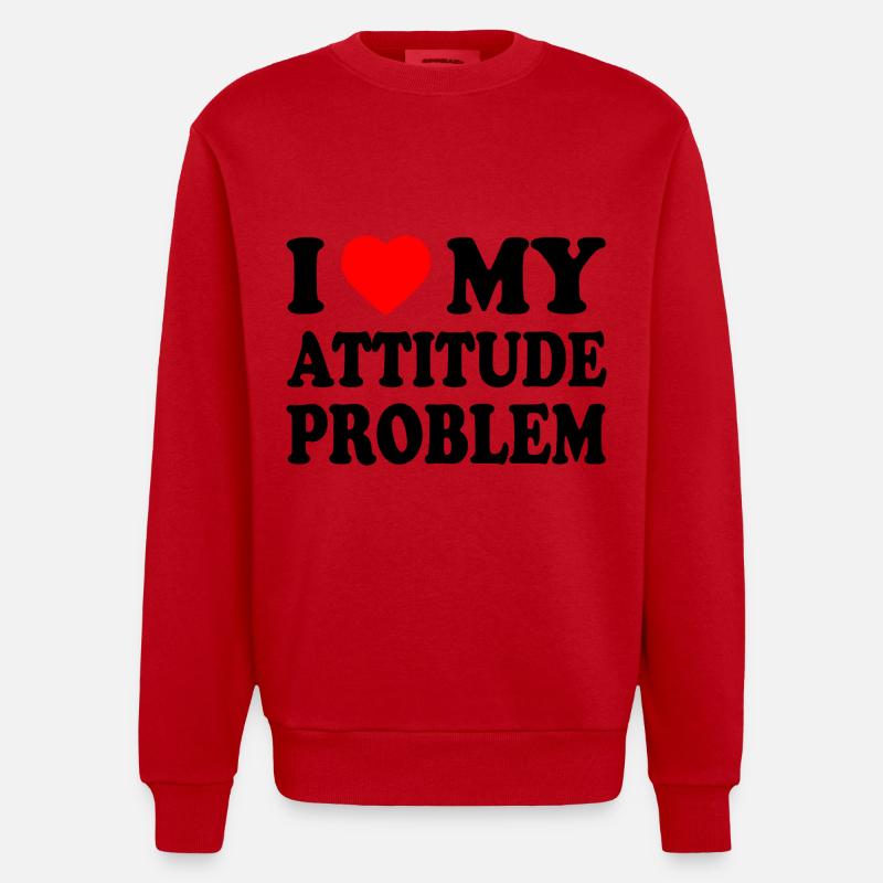 i love my attitude problem - Sweat bio épais oversize fabriqué en UE - rouge