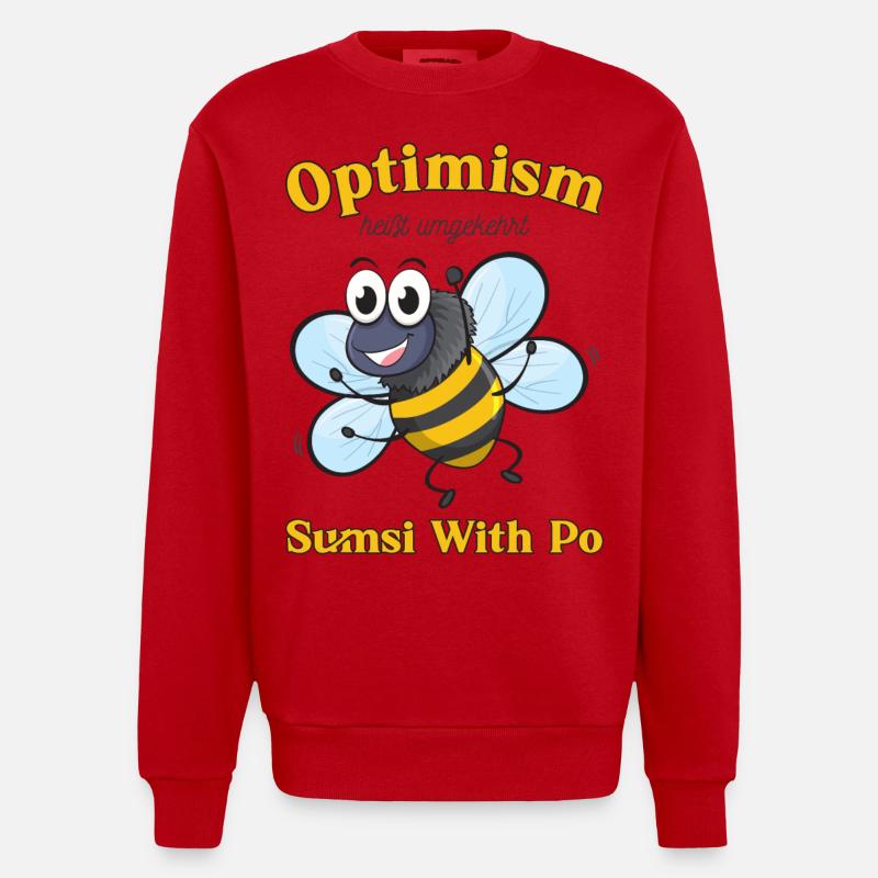 Abeille Motivation Optimisme - Sweat bio épais oversize fabriqué en UE - rouge