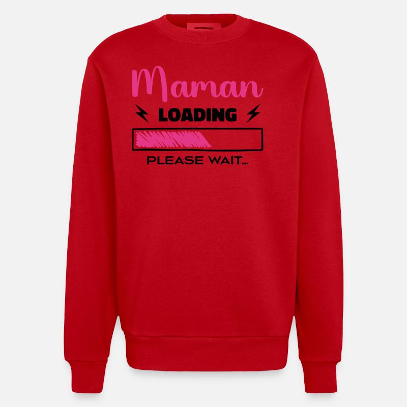 Maman loading Please Wait... - Sweat bio épais oversize fabriqué en UE - rouge
