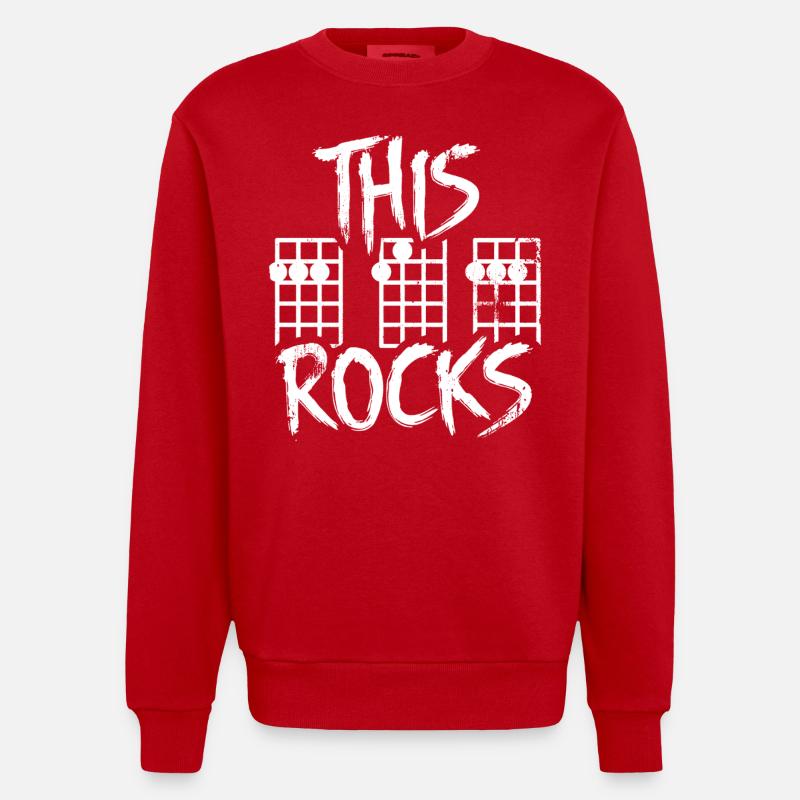 This Guitar Dad Rocks - Heavyweight Oversized Organic Crew Neck Made in EU - red