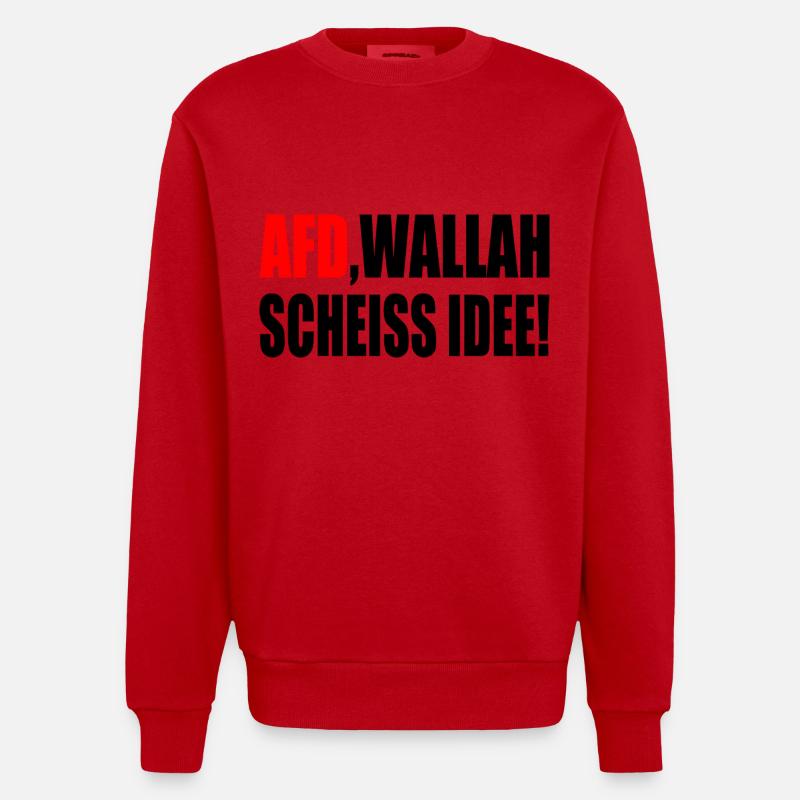 Afd wallah scheiss idee - Heavyweight Oversized Organic Crew Neck Made in EU - Rot