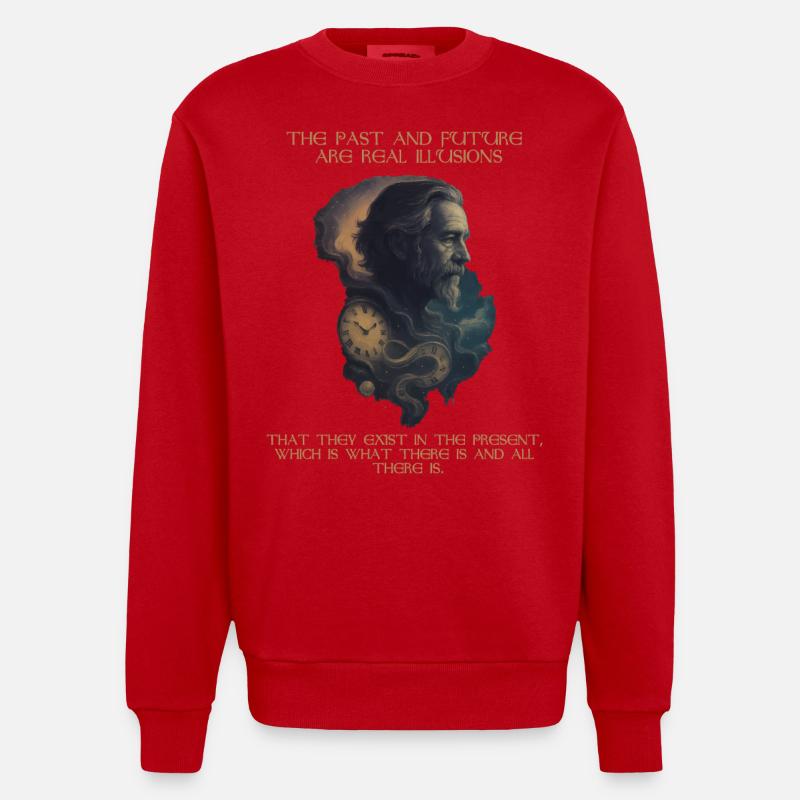 Alan Watts Zeit Zitat Kunst - Heavyweight Oversized Organic Crew Neck Made in EU - Rot