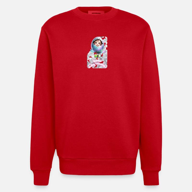 Easter Bud Baby Egg Explosion - Heavyweight Oversized Organic Crew Neck Made in EU - red