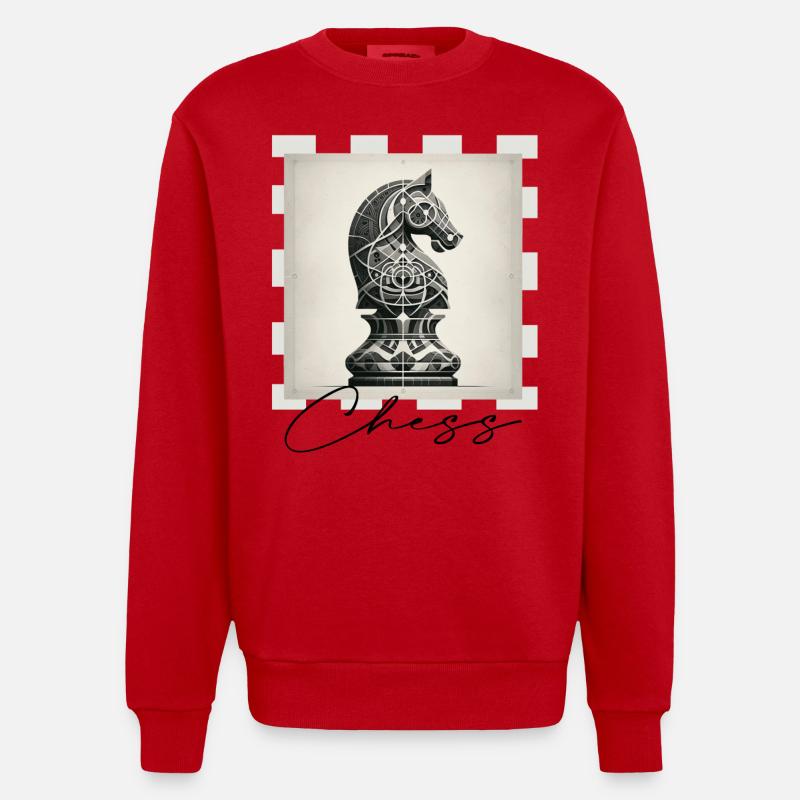 Échecs - Sweat bio épais oversize fabriqué en UE - rouge