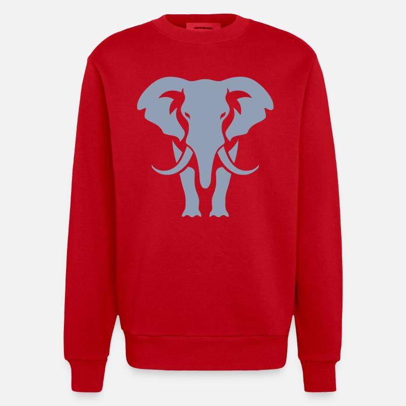 Logo blanc Elephant Silhouette - Sweat bio épais oversize fabriqué en UE - rouge