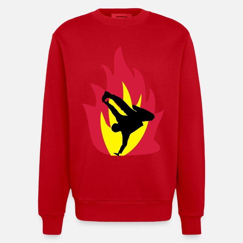 Breakdancer dans le feu - Sweat bio épais oversize fabriqué en UE - rouge