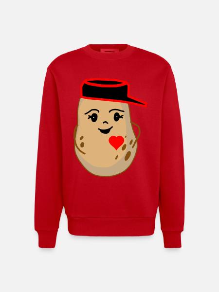 Hearty Potato Potato Vegetable Fantasy - Heavyweight Oversized Organic Crew Neck Made in EU - red