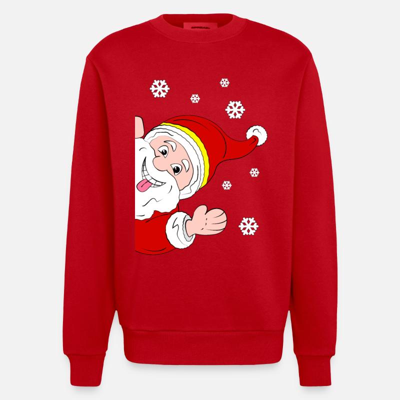 Froher Weihnachtsmann Schneegruß - Heavyweight Oversized Organic Crew Neck Made in EU - Rot
