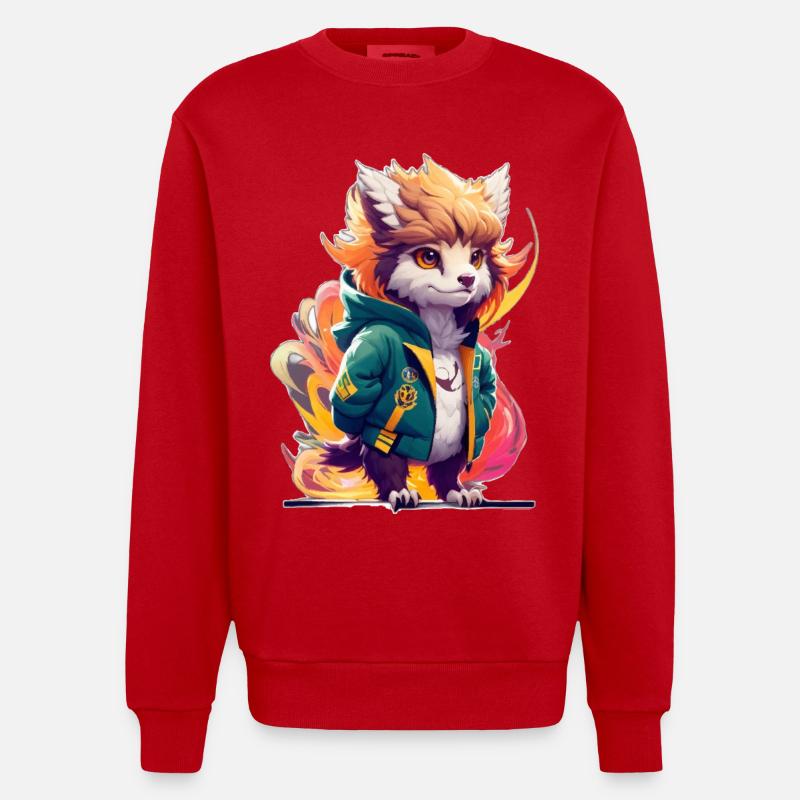 Griffon mignon et élégant - Sweat bio épais oversize fabriqué en UE - rouge