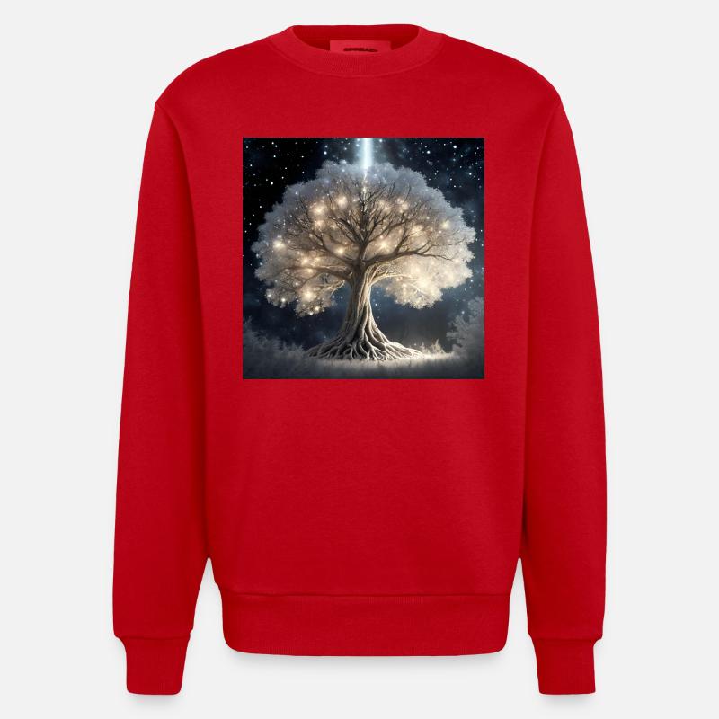 Leuchtender Baum der Träume - Heavyweight Oversized Organic Crew Neck Made in EU - Rot