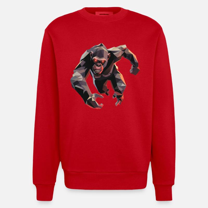 Gorilla im Low Poly Stil - Heavyweight Oversized Organic Crew Neck Made in EU - Rot