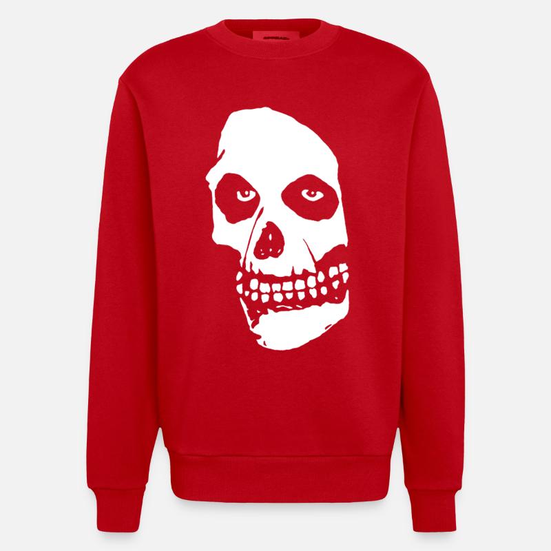 Crâne d’horreur d’Halloween - Sweat bio épais oversize fabriqué en UE - rouge