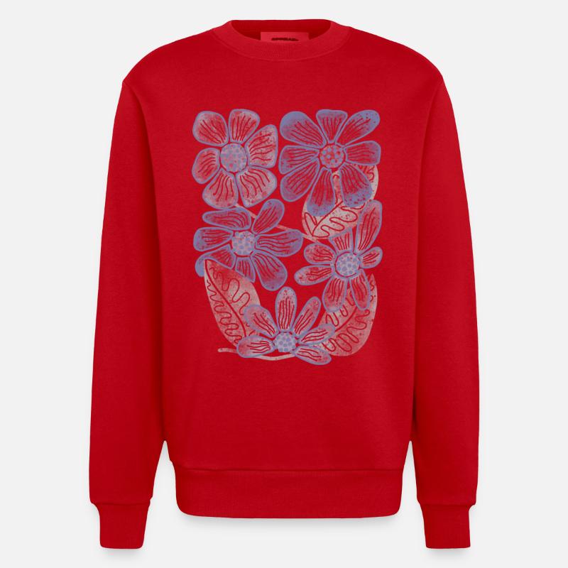 Imprimé floral Lavender Bloom - Sweat bio épais oversize fabriqué en UE - rouge