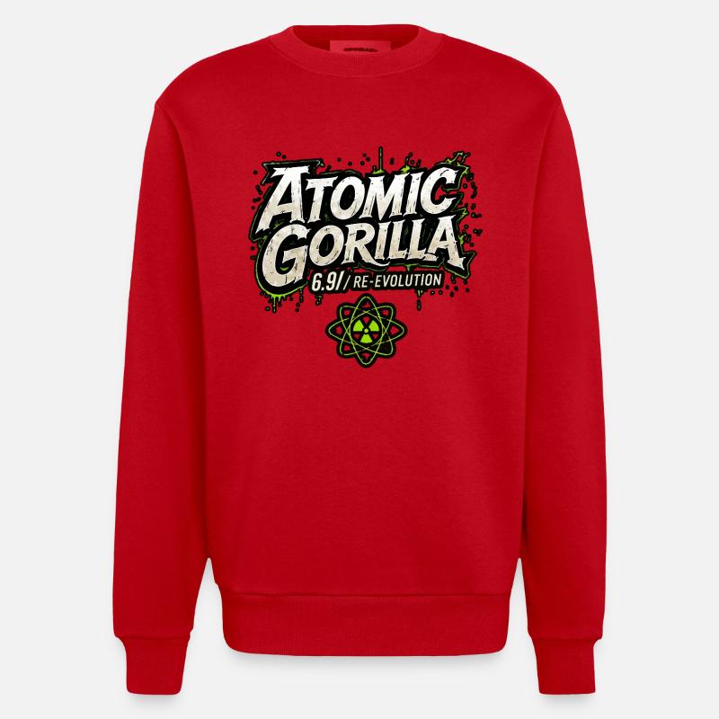 Réévolution du gorille atomique - Sweat bio épais oversize fabriqué en UE - rouge