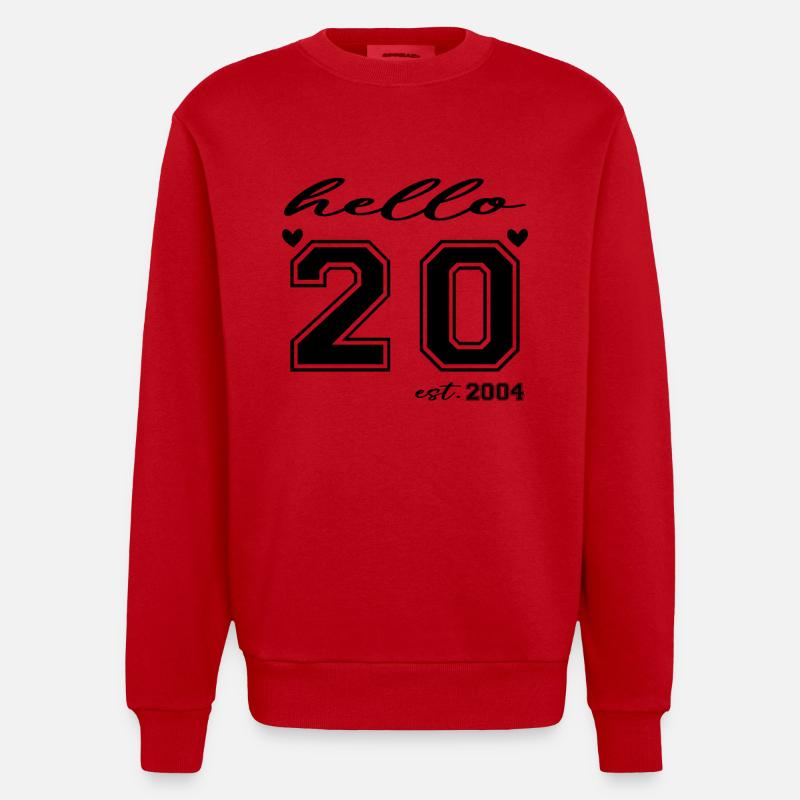 Hello 20 est 2004 - Sweat bio épais oversize fabriqué en UE - rouge