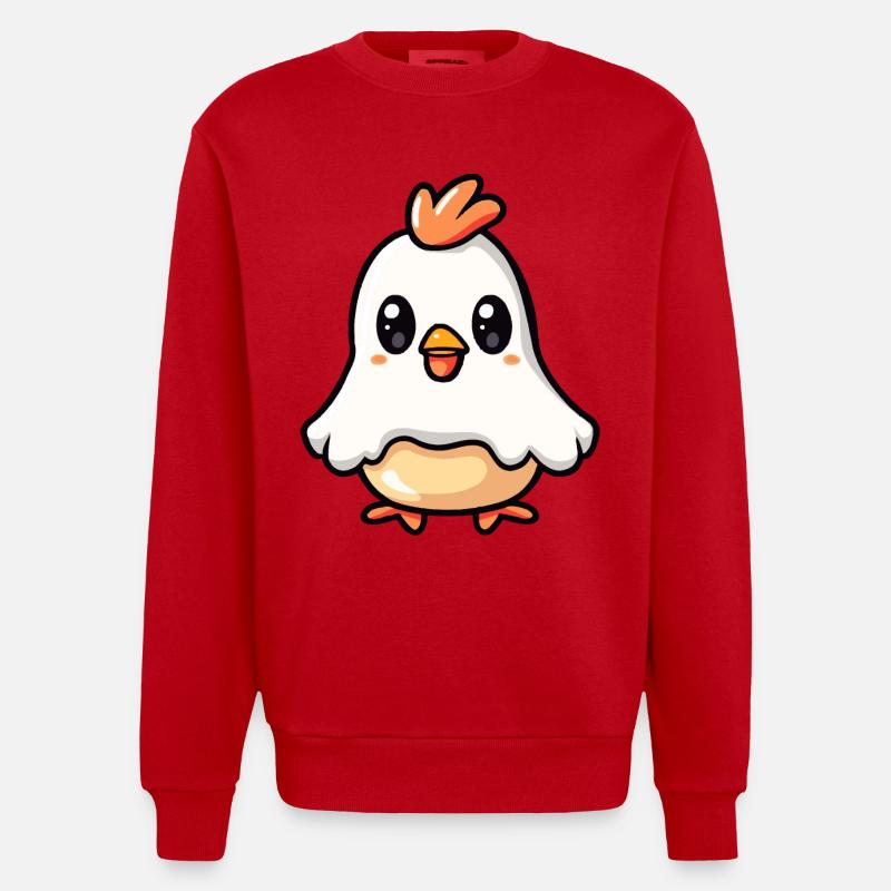 Huhn Halloween Comic Geist - Heavyweight Oversized Organic Crew Neck Made in EU - Rot