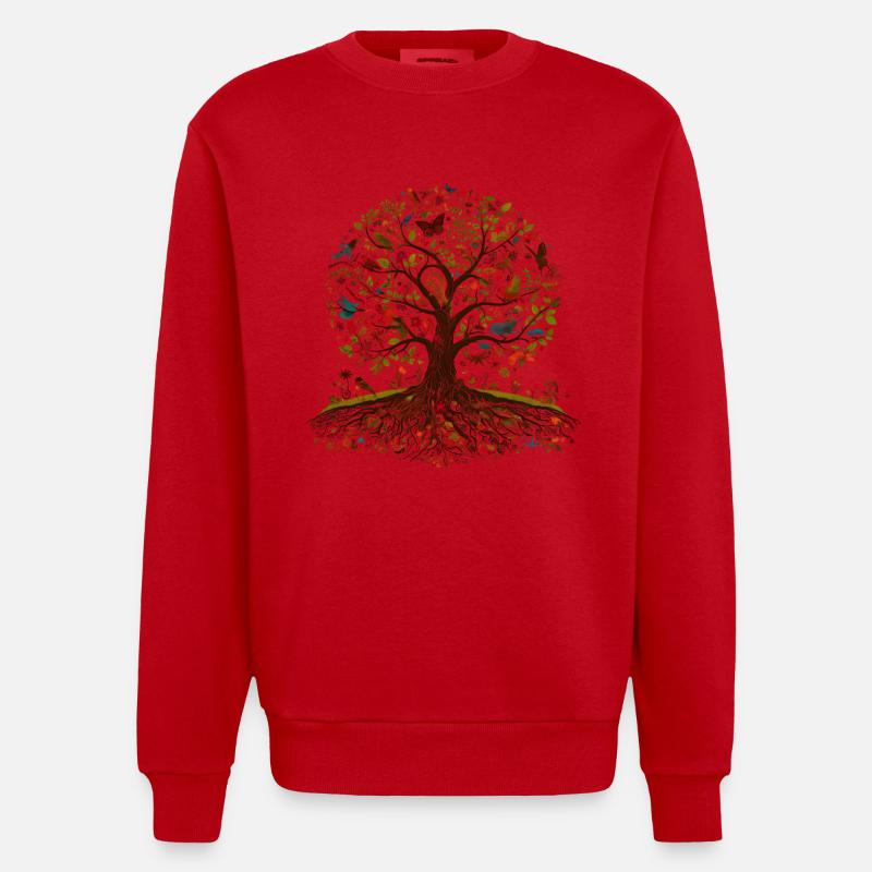Lebendiger Lebensbaum - Heavyweight Oversized Organic Crew Neck Made in EU - Rot