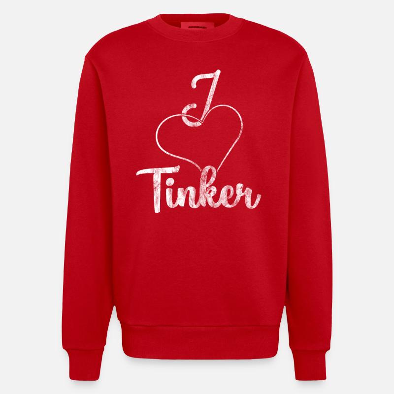 I love Tinker - Heavyweight Oversized Organic Crew Neck Made in EU - red